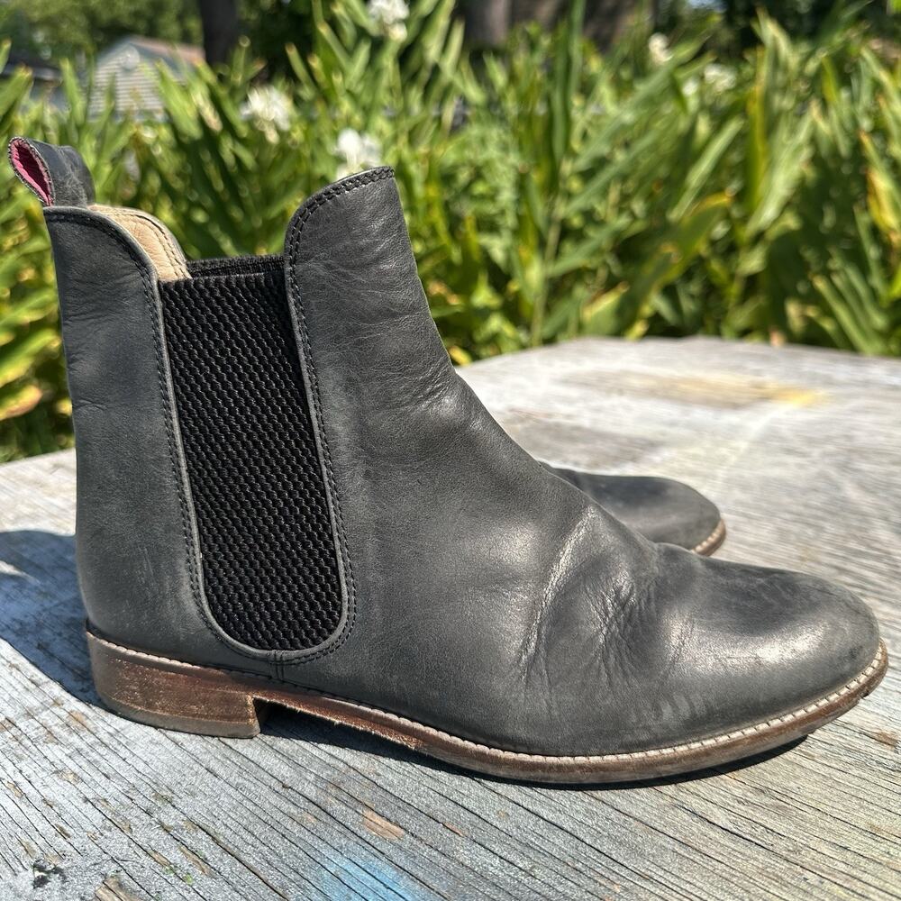 Joules Women’s 8 Black Leather ‘Walcot’ Chelsea Style Short Boots 520